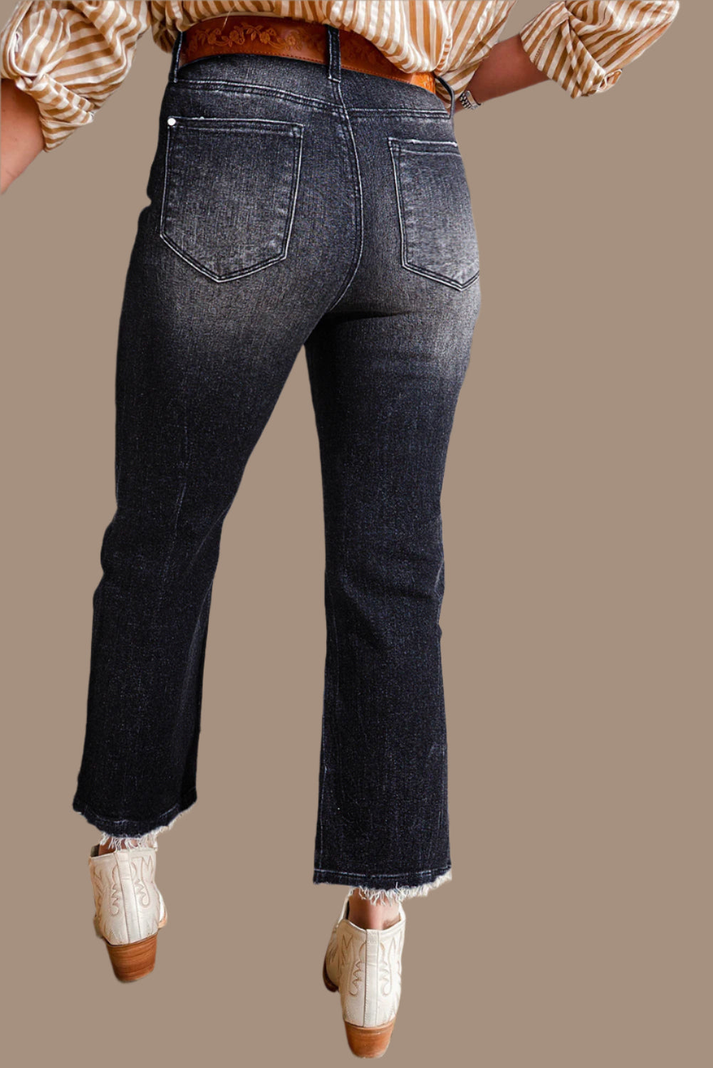 Carbon Mineral Wash Raw Hem Jeans