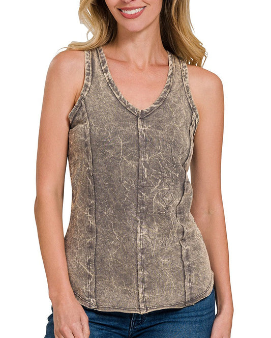 Zenana Crinkle French Terry Tank