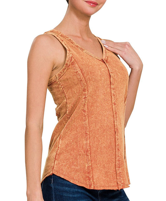 Zenana Crinkle French Terry Tank