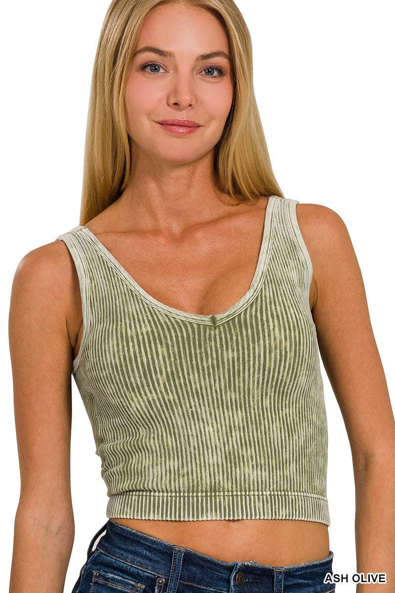 Ribbed V Neck Tank - 3 Colors