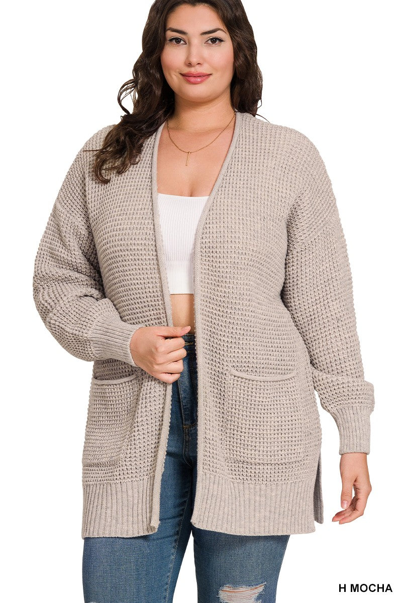 Waffle Mocha Cardigan - Plus
