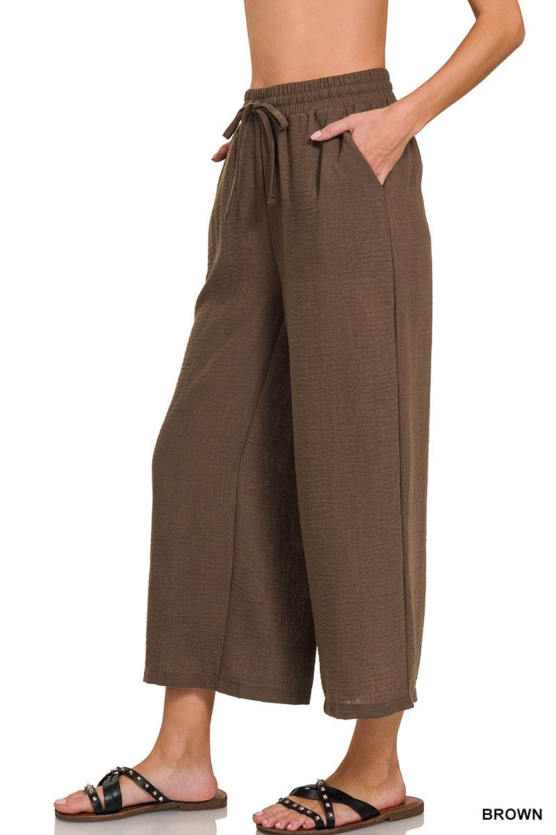 Crepe Cropped Pants