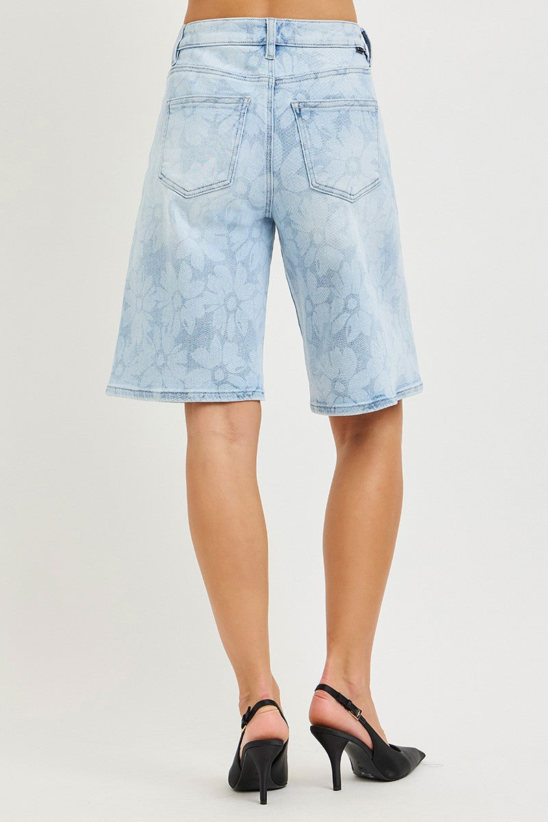 Floral Print Slouch Bermuda Shorts