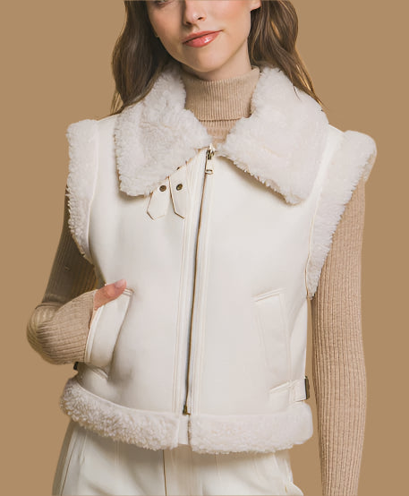 Faux Leather Shearling Vest
