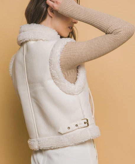 Faux Leather Shearling Vest