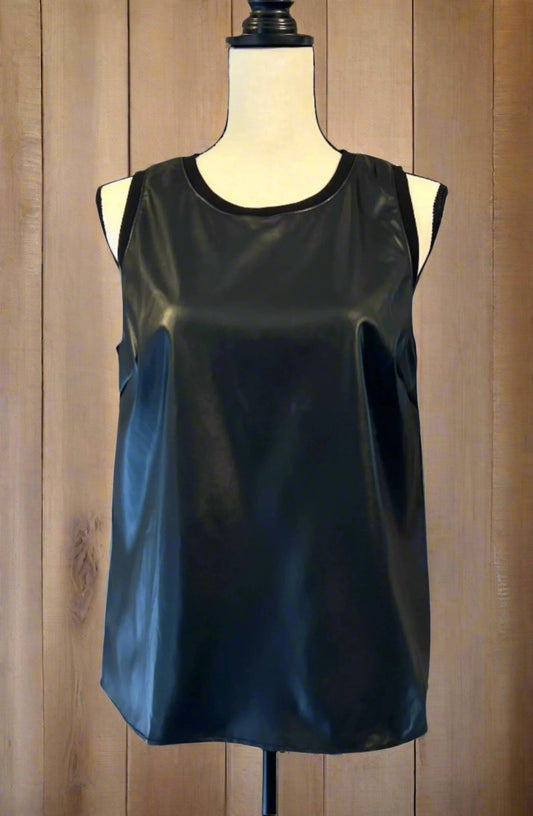 Black Faux Leather Tank