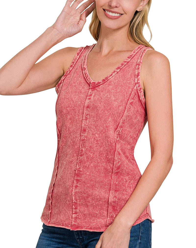 Zenana Crinkle French Terry Tank