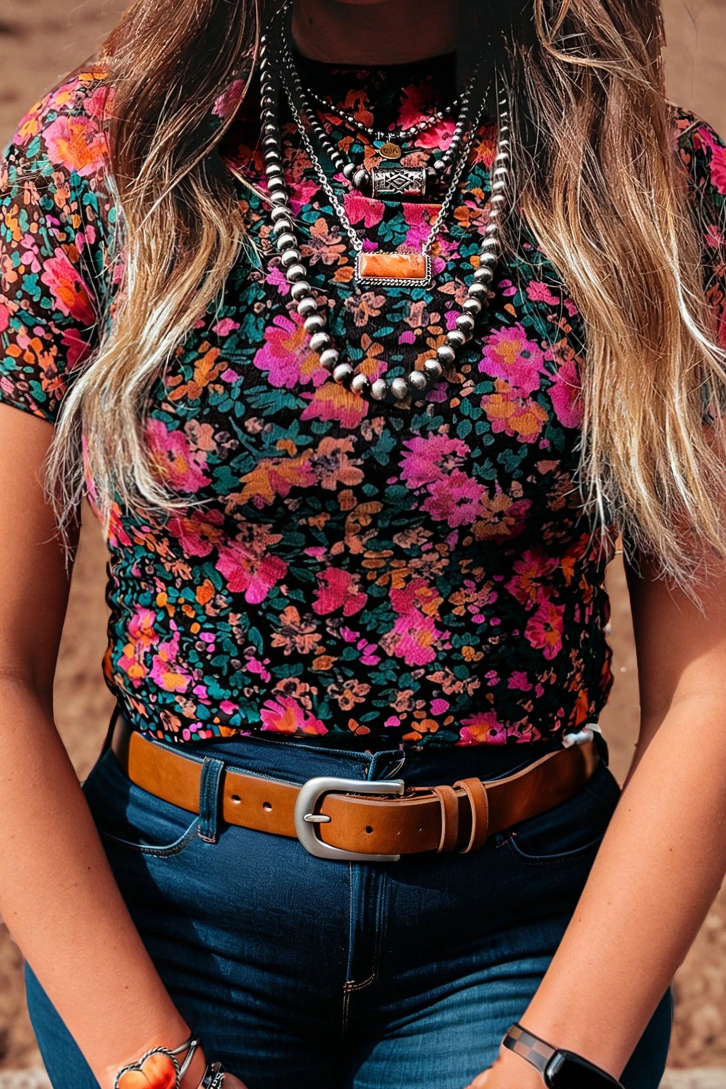 Fun Floral Mesh Top