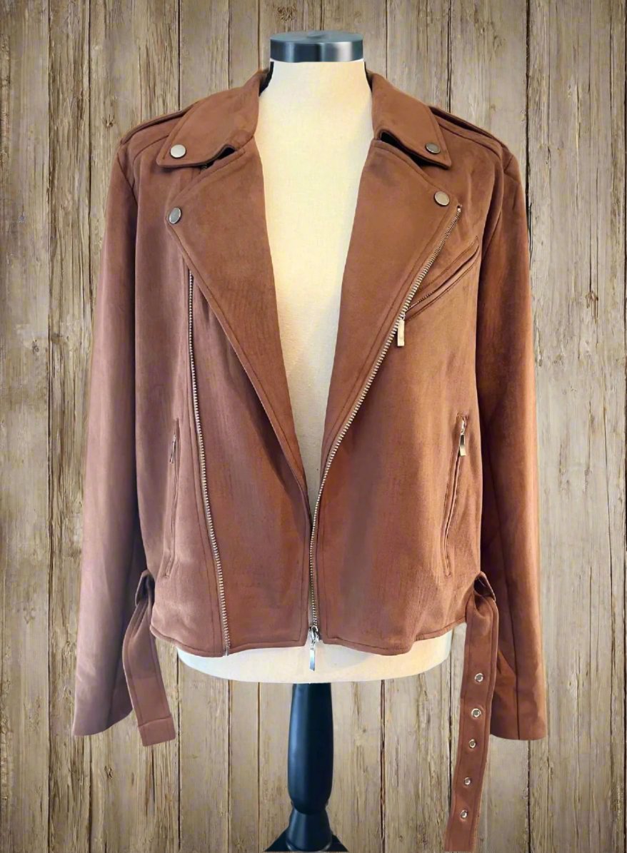 Brown Vegan Suede Jacket
