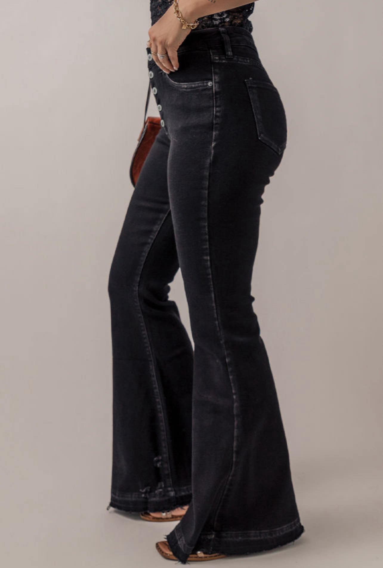 Black High Waist Flare Jeans