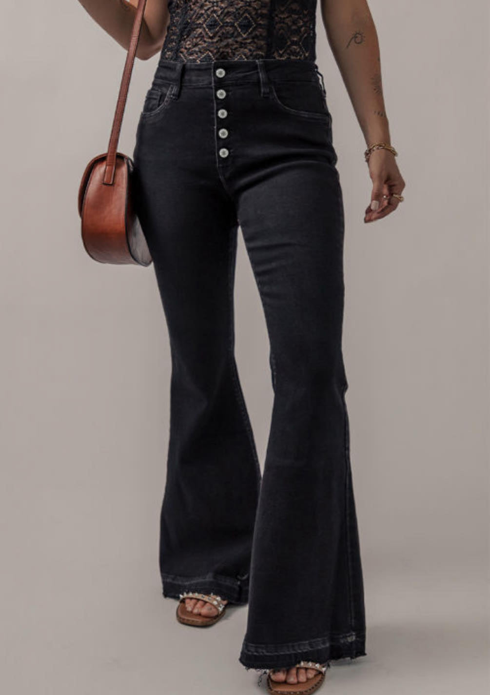 Black High Waist Flare Jeans
