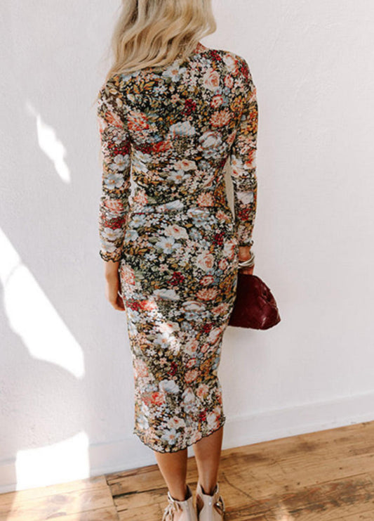 Floral Bodycon Midi Dress