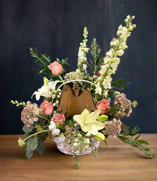 Wooden Angel Sympathy Basket