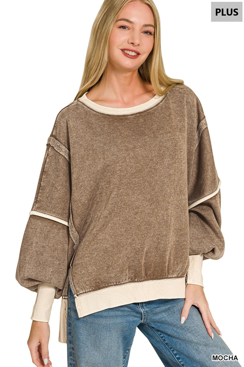 Balloon Sleeve Sweatshirt - Plus