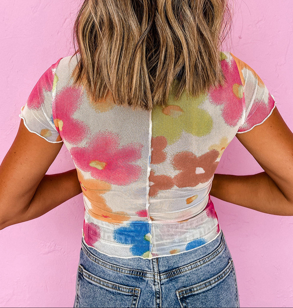 Flower Pop Sheer T Shirt