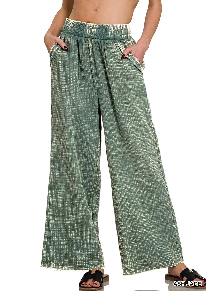 Frayed Hem Relaxed Pants