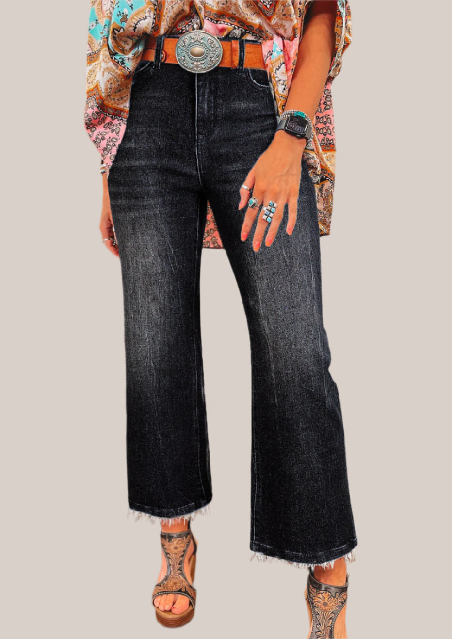 Carbon Mineral Wash Raw Hem Jeans
