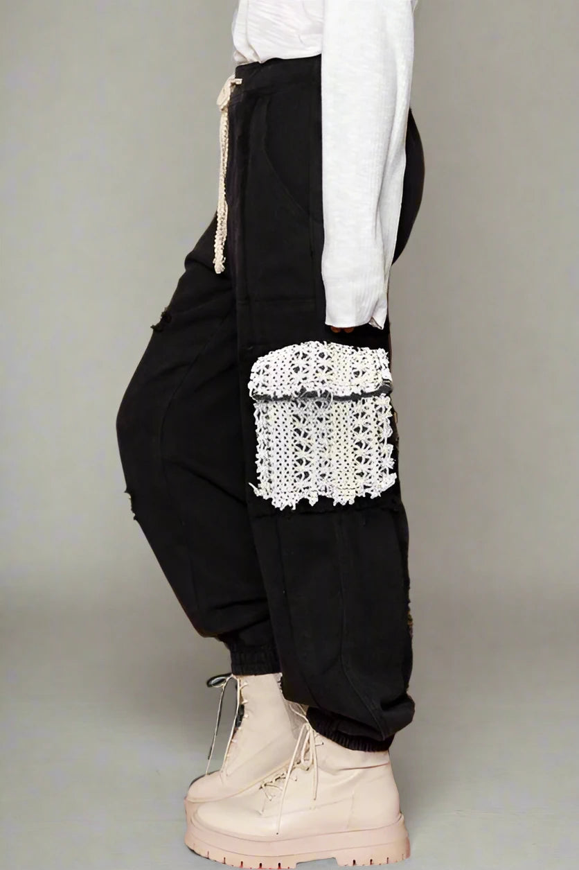Crochet Cargo Denim Jogger