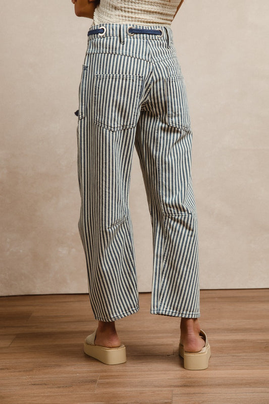 Striped Twill Barrel Pants