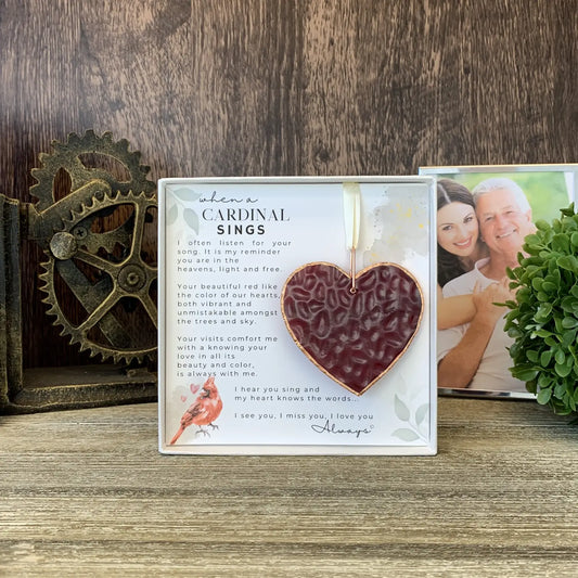 When A Cardinal Sings Memorial Stained Red Glass Hear