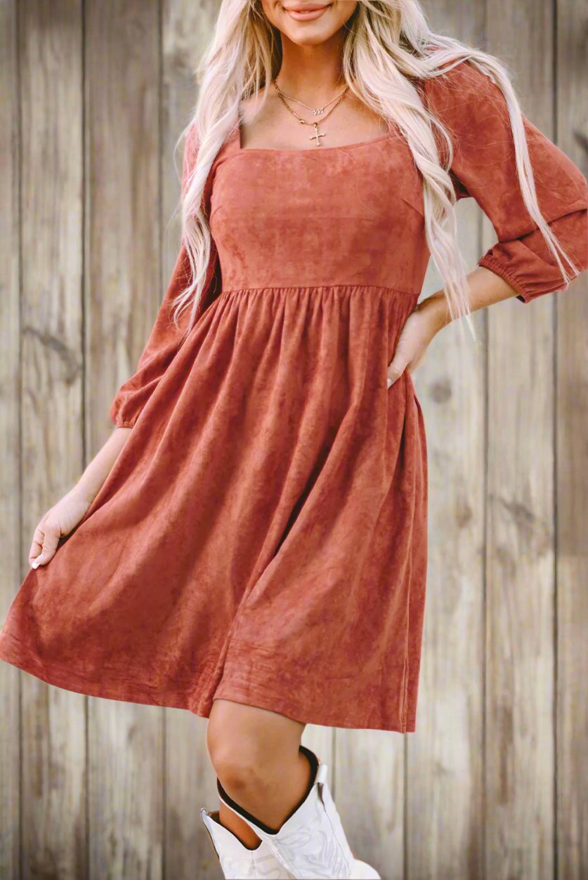 Rust Suede Dress