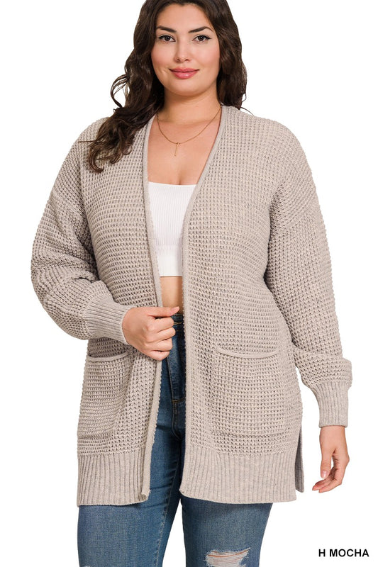 Waffle Mocha Cardigan - Plus