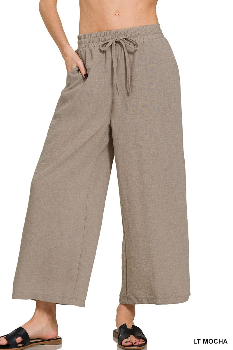 Crepe Cropped Pants
