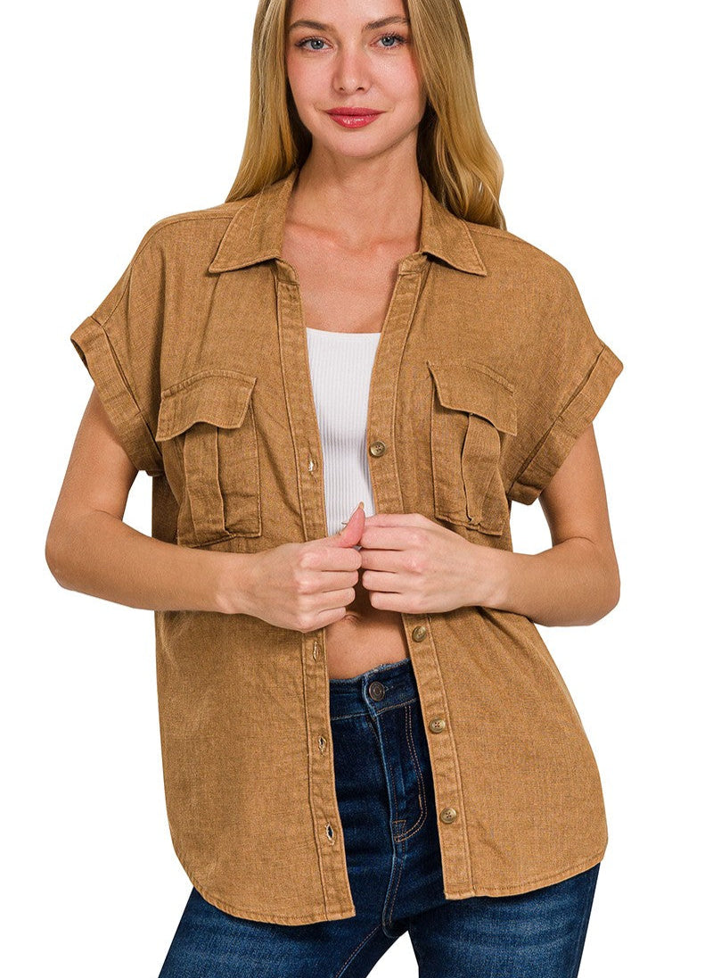 Brindle Button Up