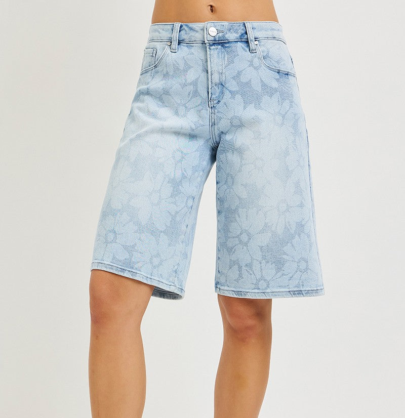 Floral Print Slouch Bermuda Shorts
