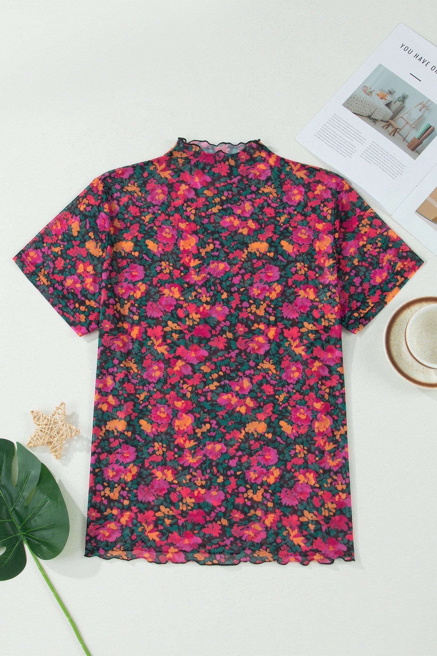 Fun Floral Mesh Top