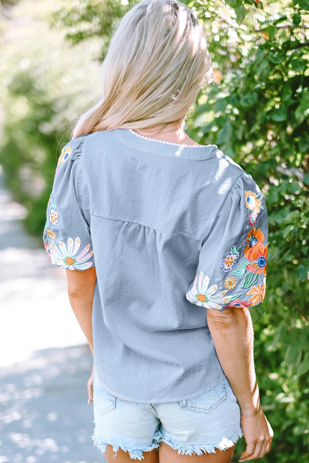 Floral Stitch Puffer Shirt
