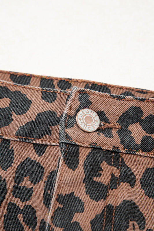 Leopard Split Mid Skirt