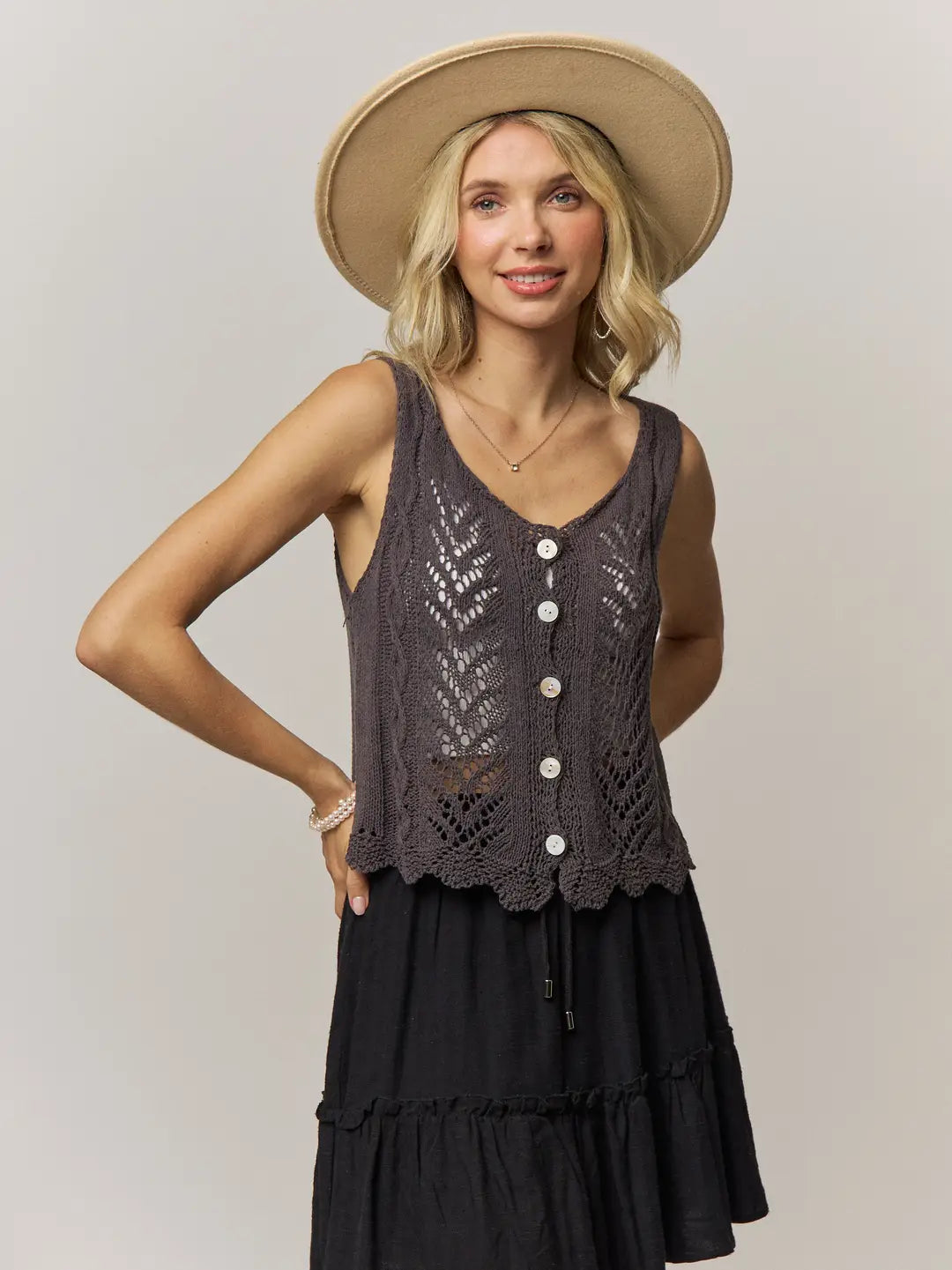 Nelly Knit Button Vest