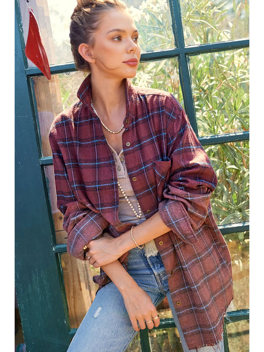 Chocolate Plaid Button Down