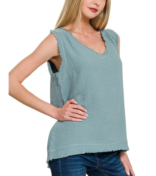 Zenana Raw Edge Tank
