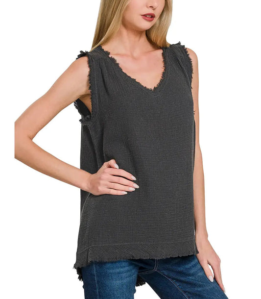 Zenana Raw Edge Tank
