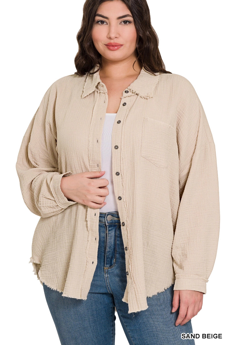 Sand Beige Button Up