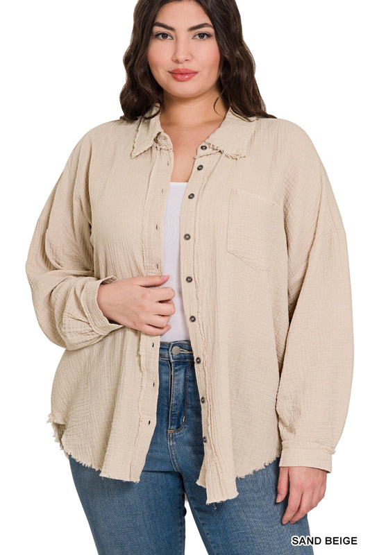 Sand Beige Button Up