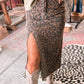 Leopard Split Mid Skirt