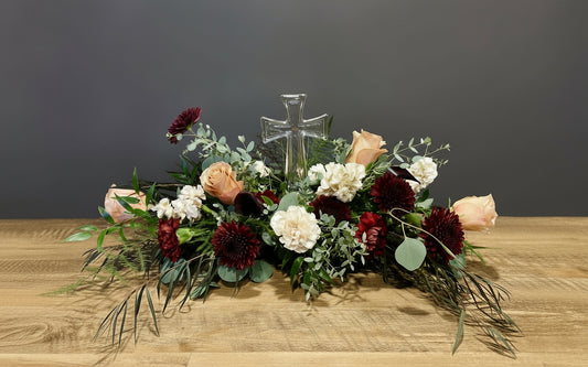 Glass Cross Sympathy Arrangement