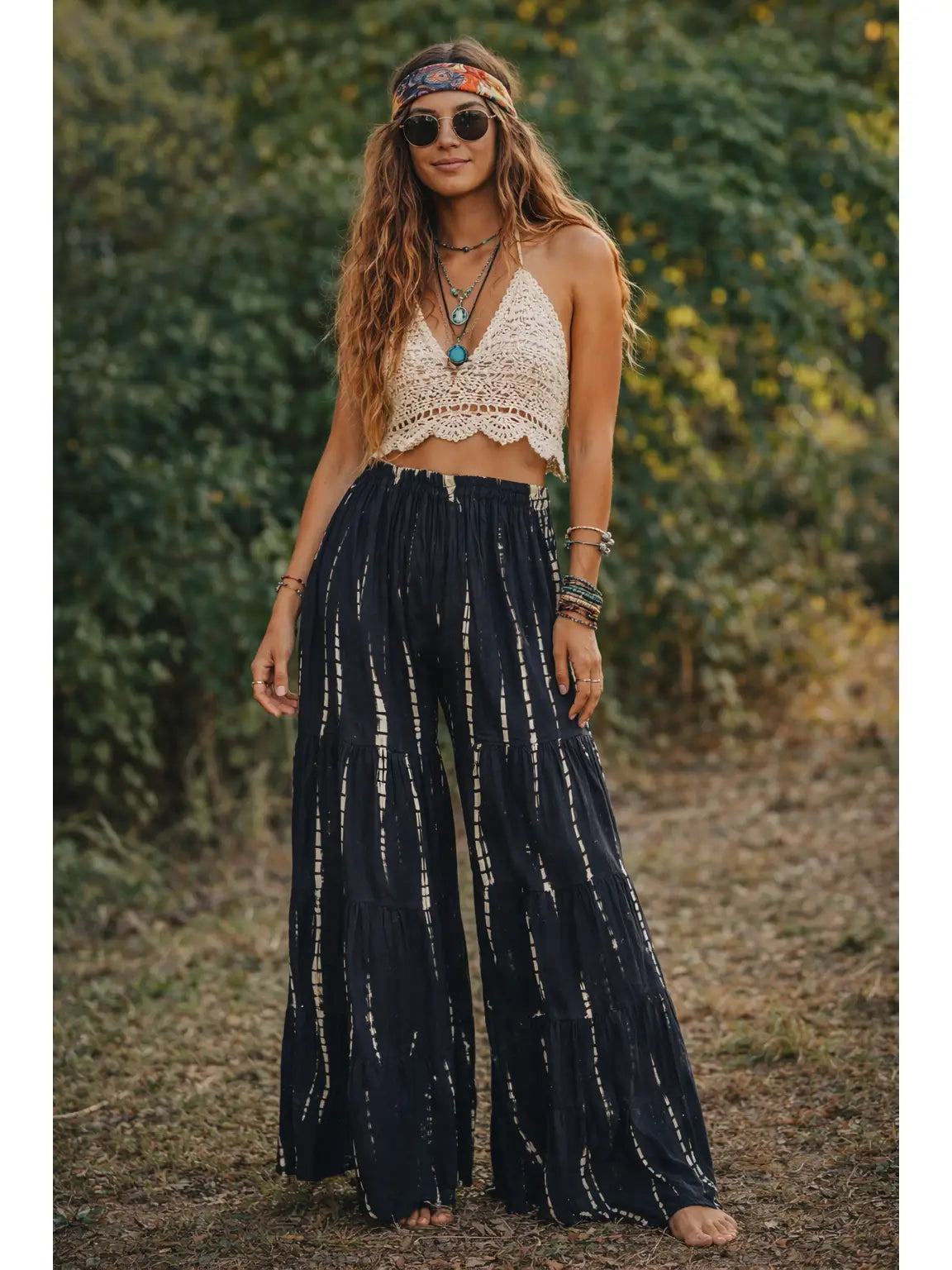 Tie-Dye Tiered Boho Palazzo Pants
